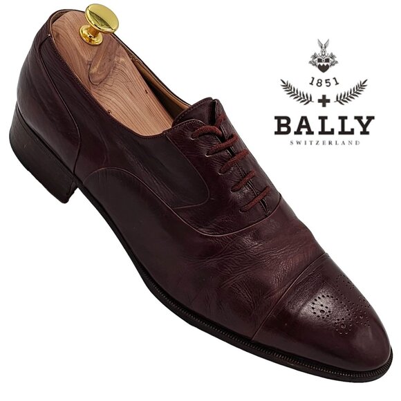 Vintage Bally Italy Dress Shoes Mens size 10.5 Burgundy Calfskin Leather Oxfords - Picture 11 of 11